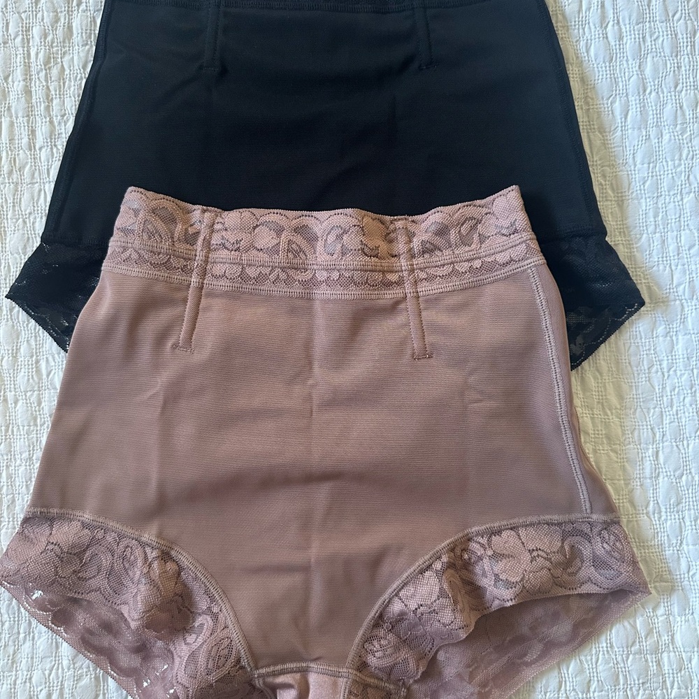 Black and Beige High-Waisted Shapewear Shorts - Picture 6 of 8